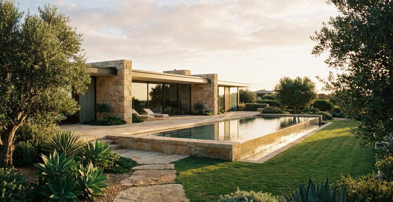 Modern home with infinity pool showing seamless architectural integration and natural harmony