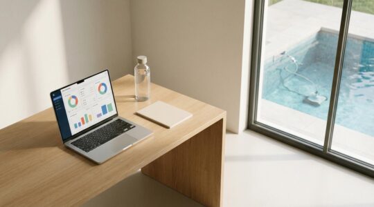 Remote pool management setup with digital controls and automated systems