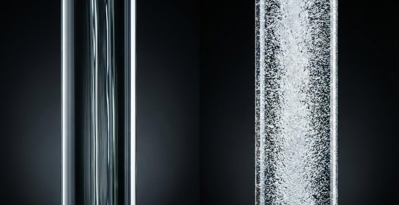 Cross-section diagram showing water and air mixing in a Venturi chamber